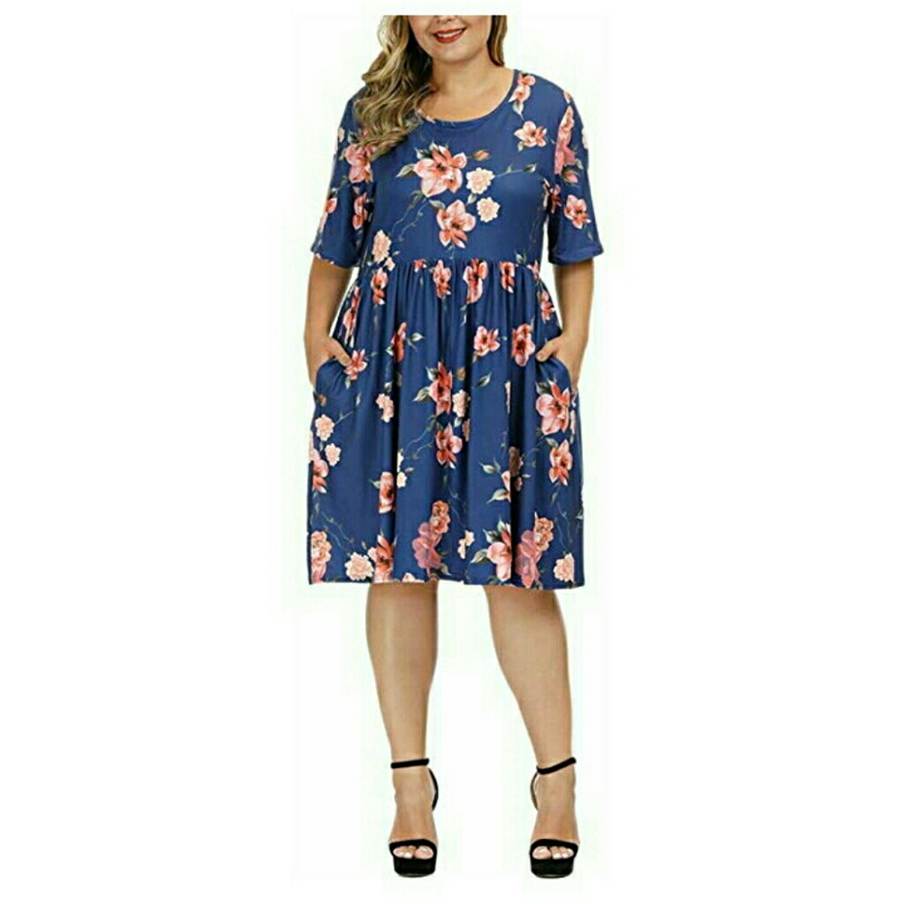 Plus size floral midi dress